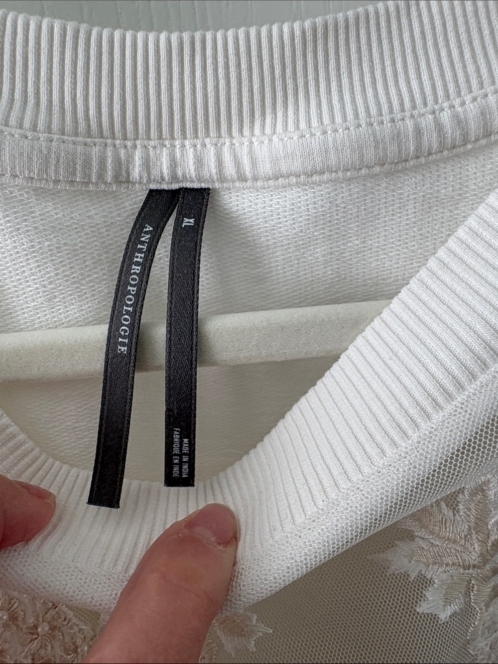 Anthropologie White Embroidered Crewneck Sweatshirt - Picture 2 of 2